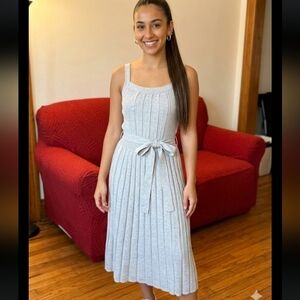 Old Navy Light Gray Ribbed Belted Midi Dress 18 inch p2p 44 inch long
